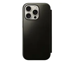 Nomad Modern Leather Folio Hülle für Apple iPhone 16 Pro grün chrom