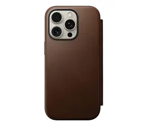 Nomad Modern Leather Folio Case für Apple iPhone 16 Pro Braun