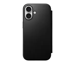 Nomad Modern Leather Folio Case für Apple iPhone 16 Schwarz