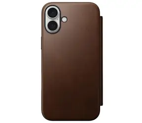 Nomad Modern Leather Folio Case für Apple iPhone 16 PLUS Braun
