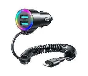 Joyroom JR-CL25 schwarz / Autoladegerät / 2x USB + Lightning-Kabel (M) 
