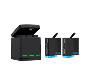 Telesin GP-BNC-801 Ladebox mit drei Steckplätzen für GoPro Hero 8 + 2 Akkus