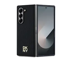 DKNY PU-Leder Repeat Pattern Stack Logo MagSafe-Rückseite für Samsung Galaxy Z Fold 6 Schwarz