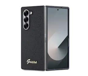 Guess PC/TPU Glitter Flakes Metal Logo Rückseite für Samsung Galaxy Z Fold 6 schwarz