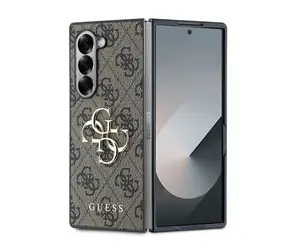 Guess PU 4G Metall Logo -Rückseite für Samsung Galaxy Z Fold 6 braun
