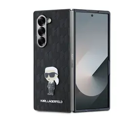 Karl Lagerfeld PU Saffiano Monogram Iconic Backcover für Samsung Galaxy Z Fold 6 Schwarz