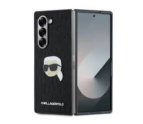 Karl Lagerfeld PU Saffiano Monogram Karl Head Back Cover für Samsung Galaxy Z Fold 6 Schwarz