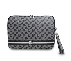DKNY PU-Leder-Notizbuchhülle mit Karomuster und Streifen, 13/14 Zoll, Schwarz