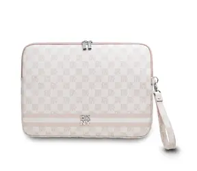 DKNY PU-Leder-Notizbuchhülle mit Karomuster und Streifen, 13/14 Zoll, Rosa