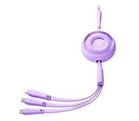 Joyroom S-A40 Ladekabel 3in1 USB-A (M) - USB-C + MicroUSB + Lightning (M) 3,5A 1m Lila