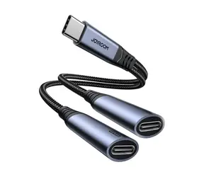 Joyroom SY-C03 Audio-Adapter 2in1 USB-C (M) - Dual USB-C (F) Schwarz 