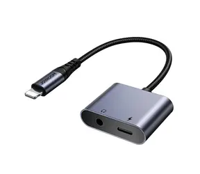 Joyroom SY-L01 Audio-Adapter 2in1 Lightning (M) - 3,5 mm Klinke + Lightning (F) schwarz 