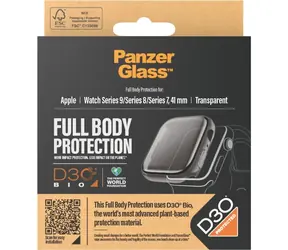 PanzerGlass Full Body D3O gehärtetes Glas für Apple Watch 9/8/7 41 mm transparent