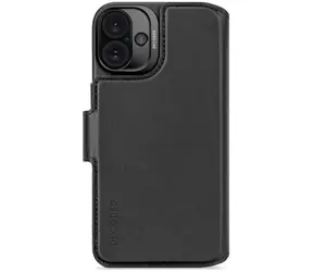 Decoded Leather Abnehmbare Wallet abnehmbare Lederhülle für Apple iPhone 16 PLUS schwarz