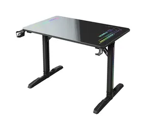Ultradesk FREEZE V2 ULTRA-GLASS schwarz / Gaming-Tisch / 109 x 69 x 75 cm / LED-Beleuchtung