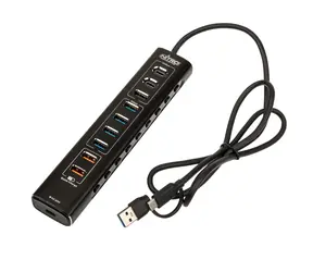 Nitro Concepts UH1 schwarz / USB-Hub / 2x USB-C 3.2 / 1x USB-A 10Gbit-s / 4X USB-A 5Gbit-s / 2x USB-A / 1x USB-C 20W 