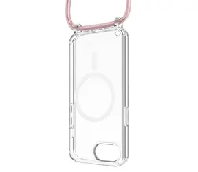 FIXED MagPure Neck Case mit rosa Umhängeband für Apple iPhone 16e