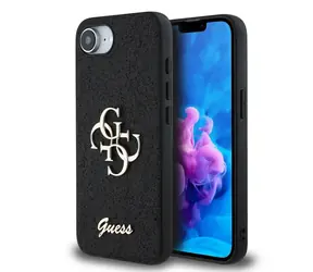 Guess PU FIXED Glitter 4G Logo Backcover für iPhone 16e Schwarz