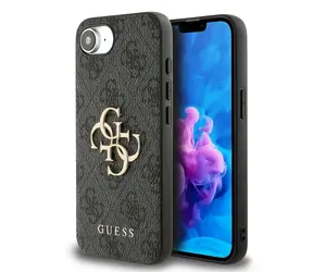 Guess PU 4G Metal Logo Backcover für iPhone 16e grau