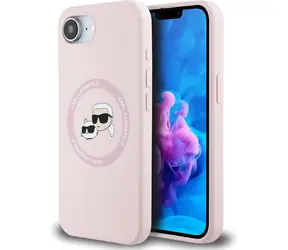 Karl Lagerfeld Liquid Silicone K&CH Heads MagSafe Backcover für iPhone 16e rosa