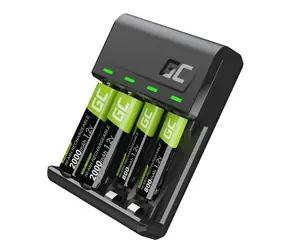 Green Cell GRSETGC03 / Akkuladegerät / NiMH / 1,2A / Laden nur von Zellen / inklusive 2xAA+2xAAA