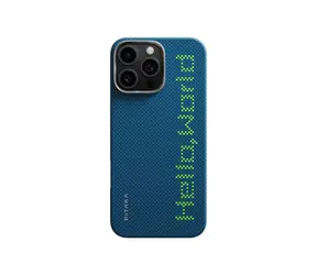 Pitaka Tactile Woven Case Hello WORLD Schutzhülle für iPhone 16 Pro blau
