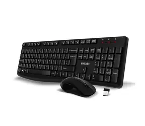 Evolveo K1050-BK-EN Leises kabelloses Tastatur- und Maus-Set schwarz / US INTL-Zeichen / USB-A-Empfänger 2,4 GHz