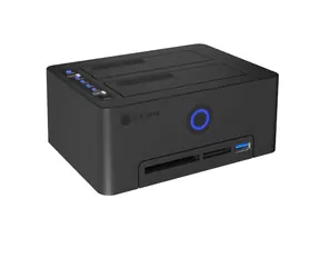 Icy Box IB-1233CL-CR schwarz / externes Gehäuse für 2x 2,5"/3,5" SATA III Laufwerk / Kartenleser / USB-A