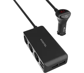 YENKEE YAC 450 schwarz / Autoladeadapter / 4X USB-A / 3x 12V Ausgang / 1 m