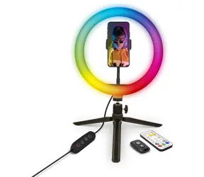 YENKEE YSM 710 LED Ring weiß / Selfie-Ständer für Handy / LED-Ring / 29 Farben / 800lm / 8 Helligkeitsstufen