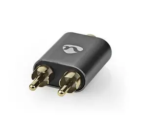 Nedis Stereo-Audio-Adapter 2x Cinch (M) - 3,5 mm Klinke (F) grau / vergoldet 