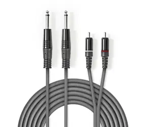 Nedis Stereo-Audiokabel 2x 6,35 mm Klinke (M) - 2x Cinch (M) 3,00 m dunkelgrau