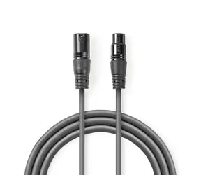 Nedis Symmetrisches Audiokabel XLR 3-polig (M) - XLR 3-polig (F) 0,50 m Dunkelgrau