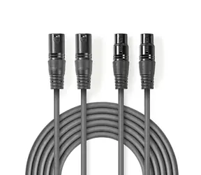 Nedis Symmetrisches Audiokabel 2x XLR 3-polig (M) - 2x XLR 3-polig (F) 5,00 m Dunkelgrau 