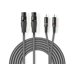 Nedis Symmetrisches Audiokabel 2x XLR 3-polig (F) - 2x Cinch (M) 1,50 m Dunkelgrau