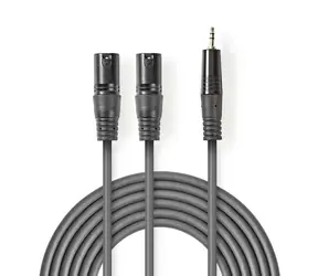 Nedis Symmetrisches Audiokabel, 2x XLR 3-polig (Stecker) - 3,5-mm-Klinkenstecker (Stecker), 1,50 m, Dunkelgrau