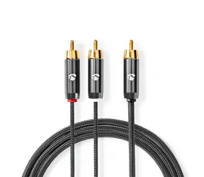 Nedis Subwoofer-Kabel RCA (M) - 2x RCA (M) 3,00 m Grau 