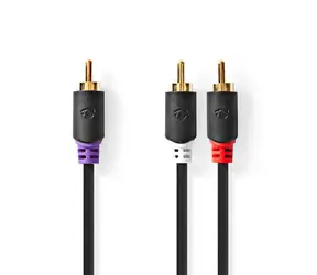Nedis Subwoofer-Kabel RCA (M) - 2x RCA (M) 3,00 m Anthrazit 