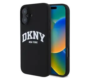 DKNY Liquid Silicone Arch Logo MagSafe Backcover für iPhone 16 Schwarz