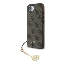 Guess 4G Charm Back Cover für iPhone 16e Ton in Ton Braun