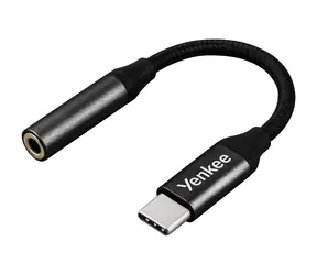 YENKEE YTC 102 USB-C (M) auf 3,5mm Klinke (F) Adapter 6,5 cm schwarz