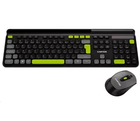 Canyon CNS-HSETW5BK-CS schwarz / kabelloses SET CS Tastatur + optische Maus / 2,4 Ghz / 105 Tasten / CZ/SK