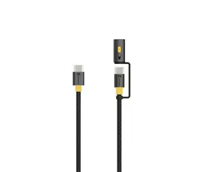 Tactical Stinger Cable USB-C/USB-C 1,5m Schwarz / Leistung bis zu 60W / 1W Taschenlampe