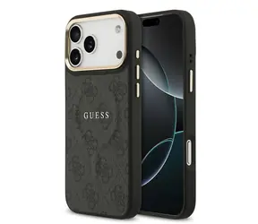 Guess PU Leder 4G Gold Frame MagSafe Back Cover für iPhone 17 Pro Max Schwarz