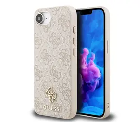 Guess PU 4G Small Metal Logo MagSafe Backcover für iPhone 16e Pink