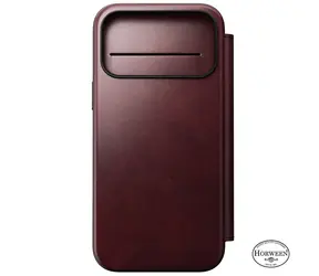 Nomad Modern Leather Folio Case für Apple iPhone 17 Pro Max Burgunderrot (Horween)