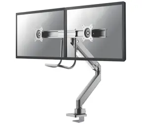 Neomounts NM-D775DXSILVER silber / Tischhalterung für zwei Monitore / 10-32" / schwenkbar / VESA 75x75 - 100x100 / Tragkraft 16 