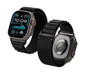 Spigen Textilarmband (Hakenverschluss) für Apple Watch 49 mm/46 mm/45 mm/44 mm, schwarz