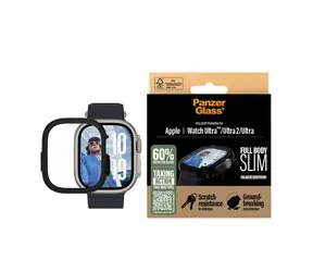 PanzerGlass Apple Watch Ultradünne schwarze Schutzhülle mit Schutzglas