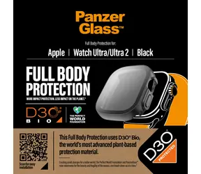 PanzerGlass Ganzkörper-D3O-Schutzglas für Apple Watch Ultra/Ultra 2, schwarz
